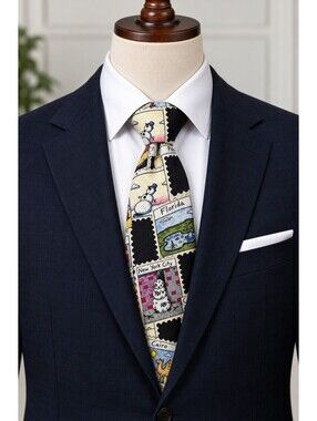 American Greetings Novelty Snowman Stamp Print Men's Tie